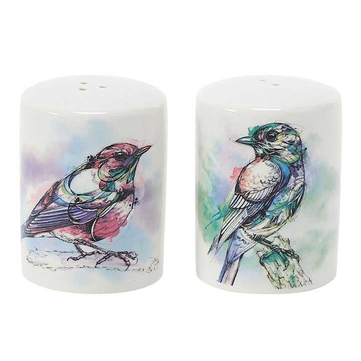 enesco abby diamond bird watercolor artwork salt and pepper shaker set