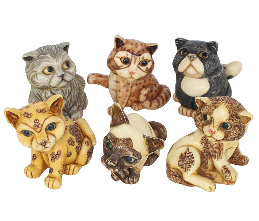 Set of 6 Harmony Ball Kingdom Lil' Mousers Cat Pot Bellys box figurines