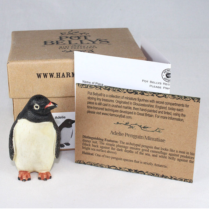 harmony kingdom ball adelie penguin pot bellys box figurine with packaging and literature