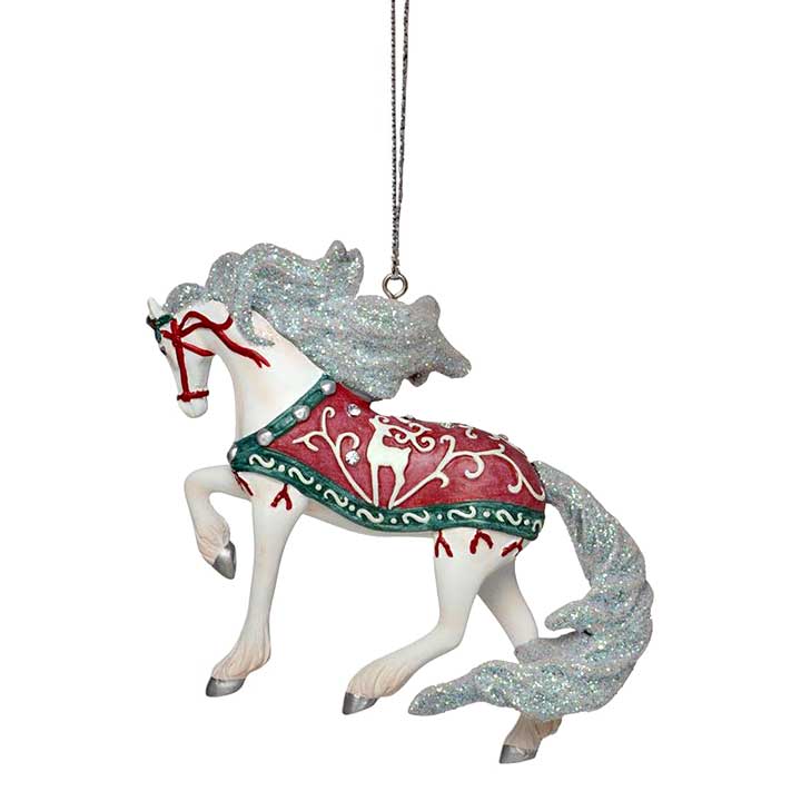 trail of painted ponies 2023 christmas wonder horse ornament - left view with cord