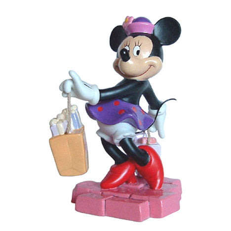 disney minnie mouse with shopping bags in red pumps figurine - front view