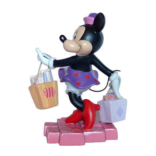 disney minnie mouse shopping in polka dot skirt and red pumps figurine - left side view