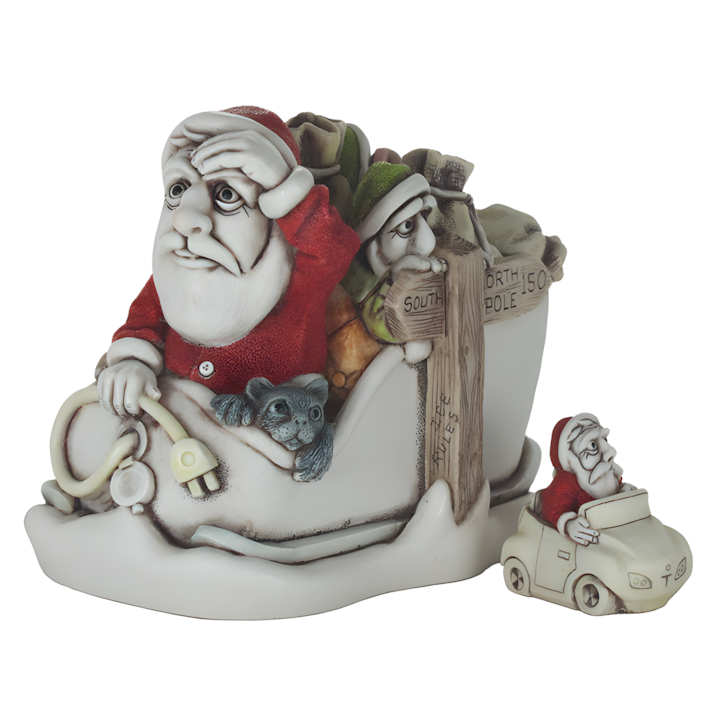 Harmony Kingdom No Charge 2018 Annual Santa White Tesla Mini