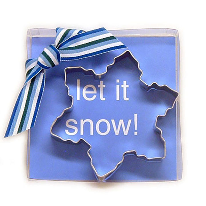 Ann Clarke large snowflake cookie cutter in gift box with ribbon