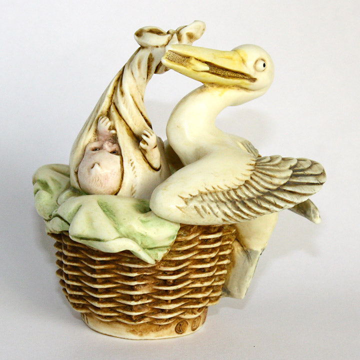 harmony kingdom special delivery stork and baby treasure jest front view