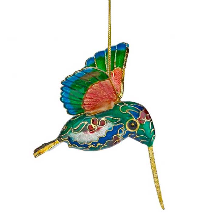 kubla crafts 4872 blue green coral cloisonne hummingbird ornament