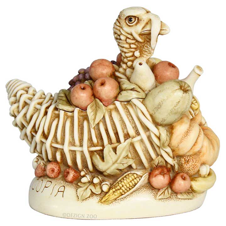 harmony kingdom feasty fest thanksgiving box figurine - right side view