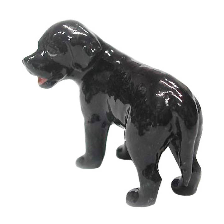 miniature porcelain black labrador retreiver puppy facing left dog figurine left rear view showing tail