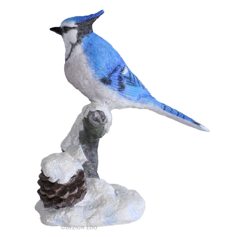 blue jay on snowy branch figurine alt view