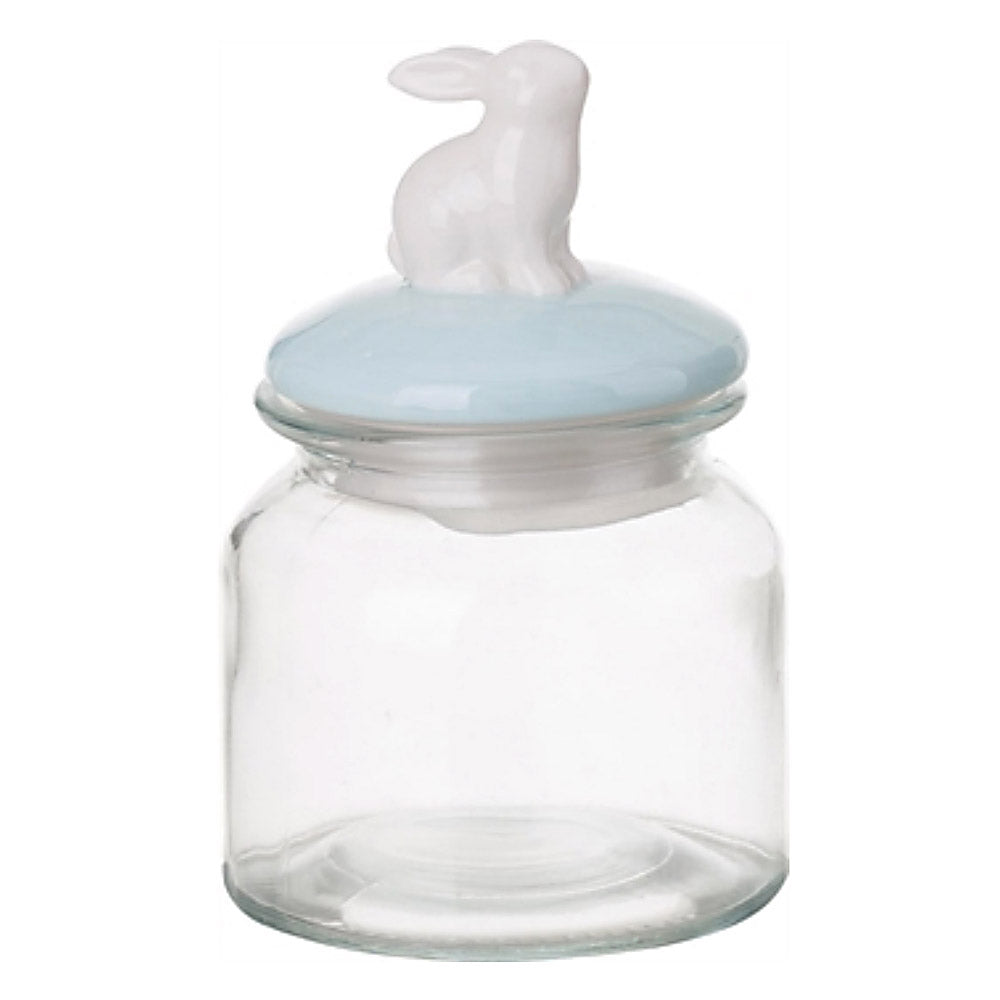 bunny topped glass easter jar