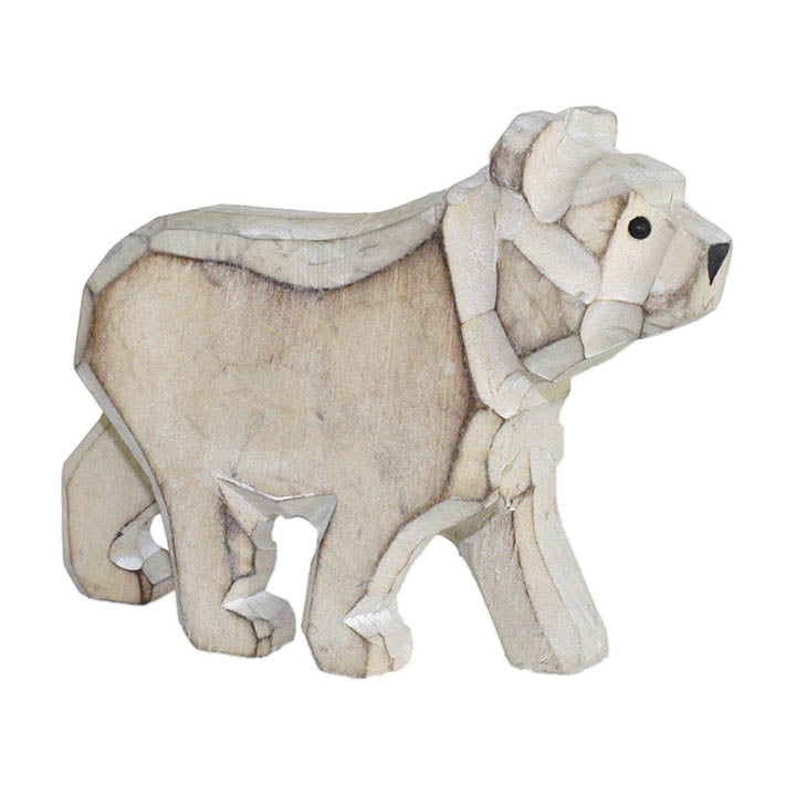 carved wood bear figurine facing right