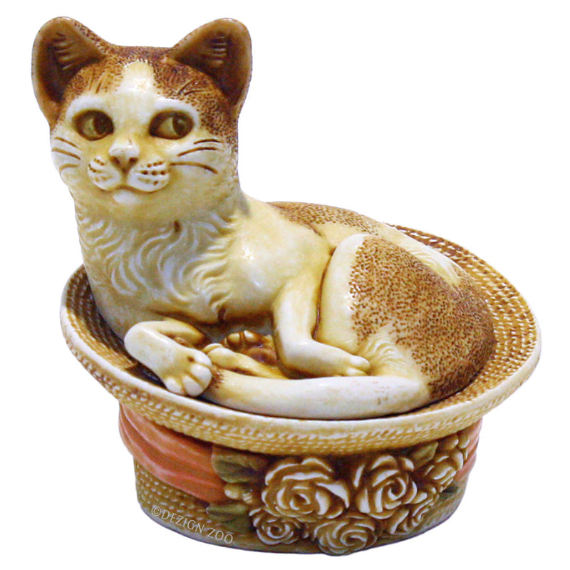 harmony kingdom chapeau ginger cat in straw hat