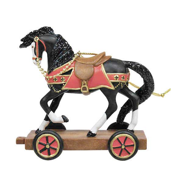 trail of painted ponies christmas past horse pull toy ornament - right side view