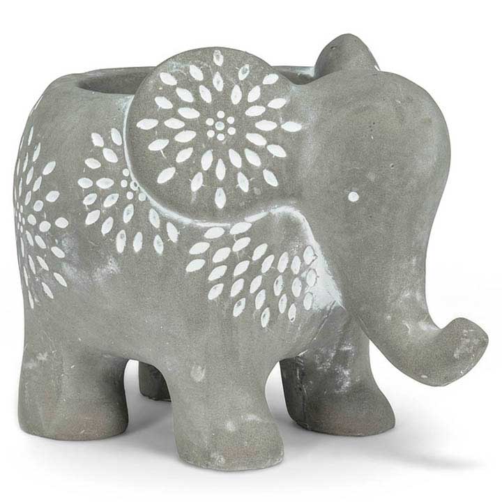 small cement elephant plant holder, pot