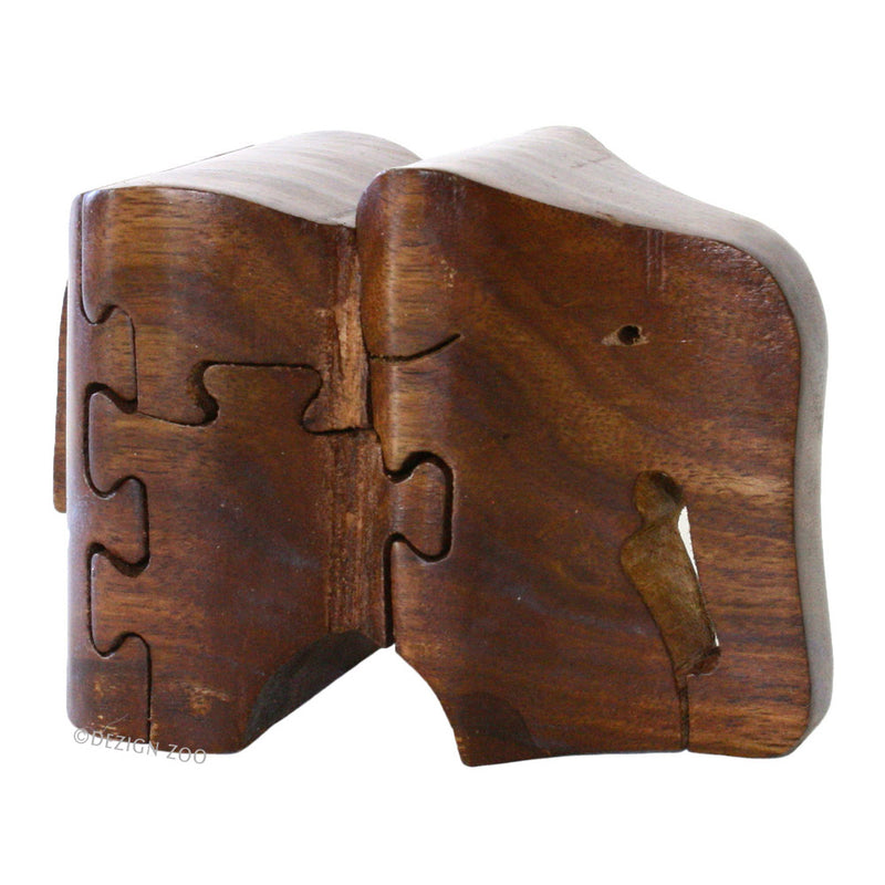 hand carved wood elephant puzzle figurine