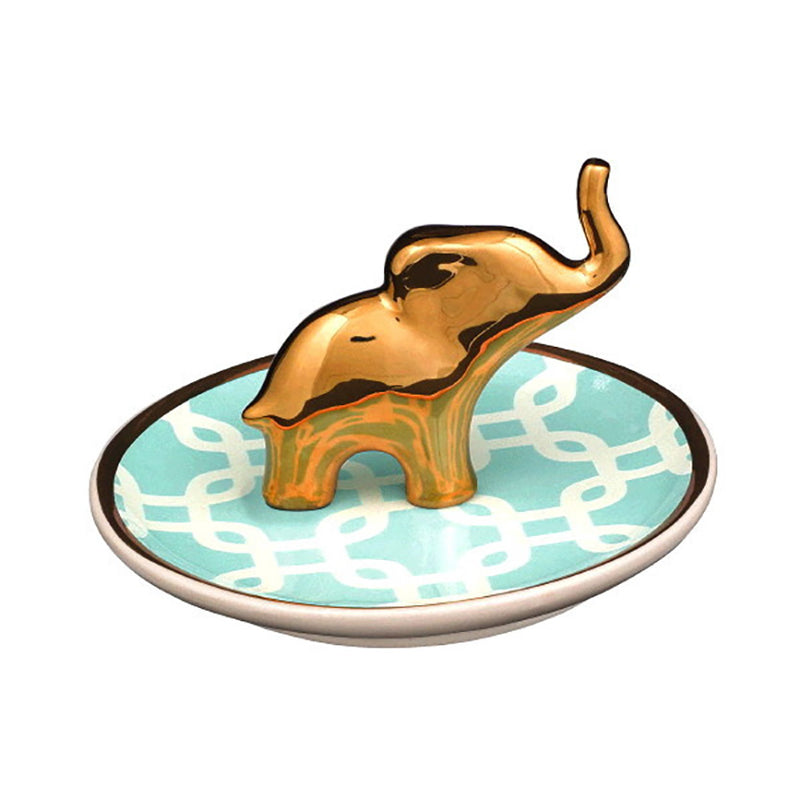 ceramic golden elephant jewelry dish