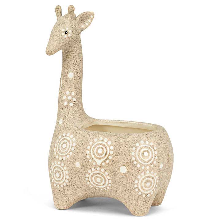 ceramic giraffe planter, pot - left side view