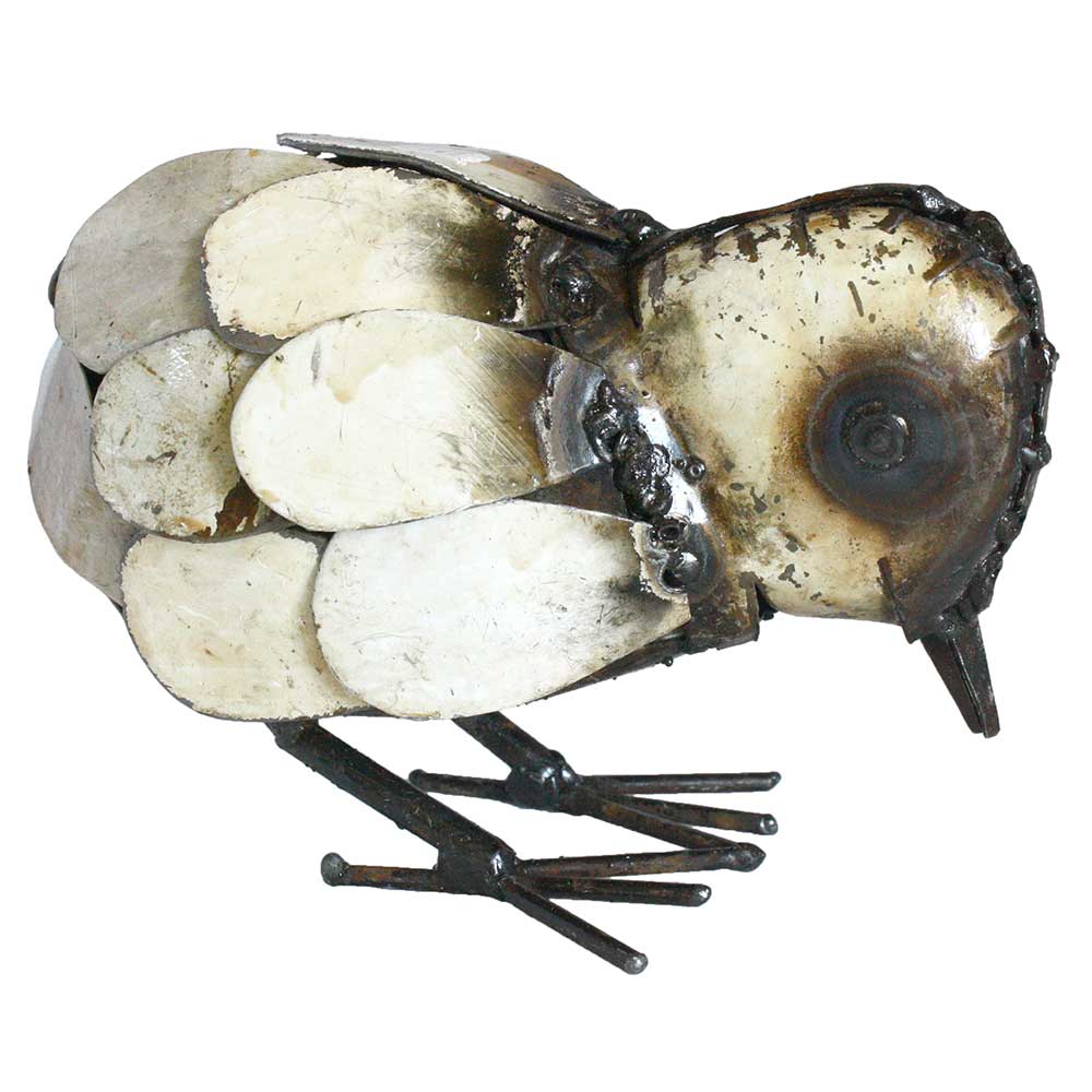 fair trade recycled metal pecking chick figurine