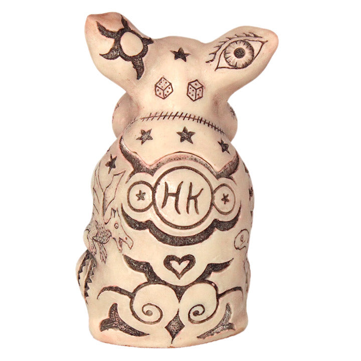 harmony kingdom TJP16 ink oink tatooed pig box figurine back view