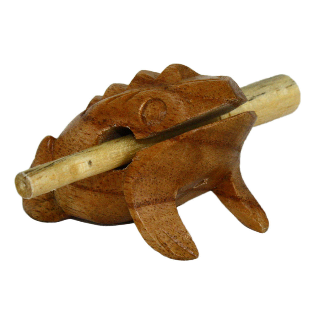 hand carved wood percussion frog