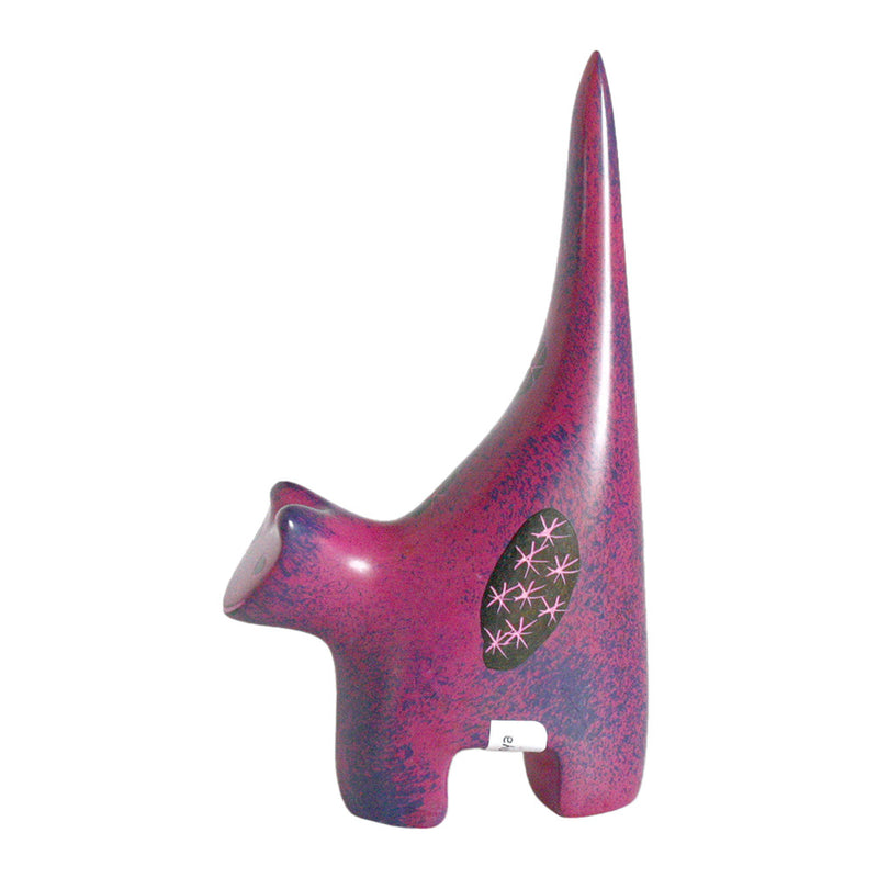 purple carved stone cat figurine