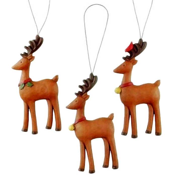 blossom bucket reindeer ornaments with wire hangers and assorted christmas themed collars