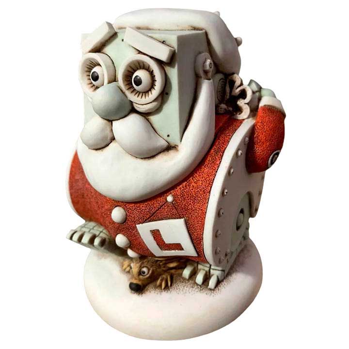 harmony kingdom roboclaws 2022 annual santa treasure jest - front, left side view showing claus and hedgehog under feet