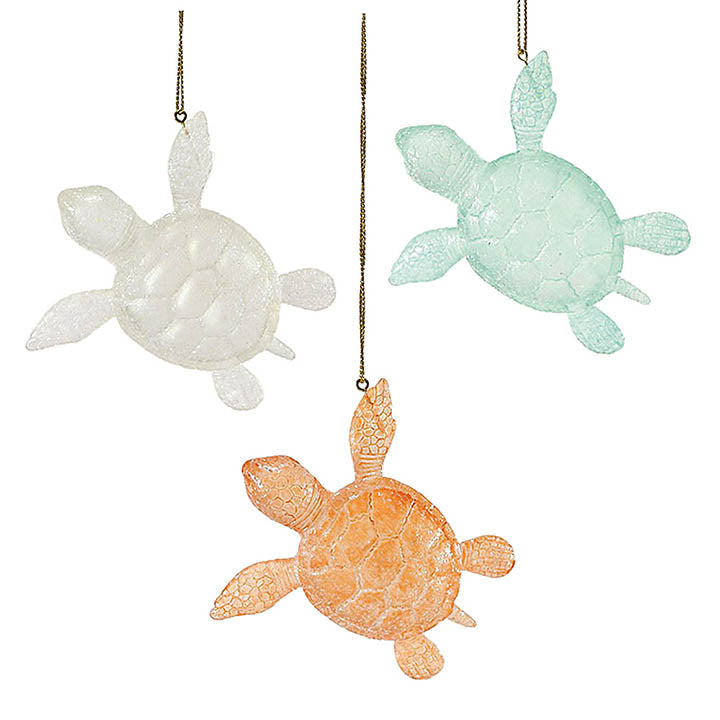 department 56 faux glass sea turtle ornaments assorted colors