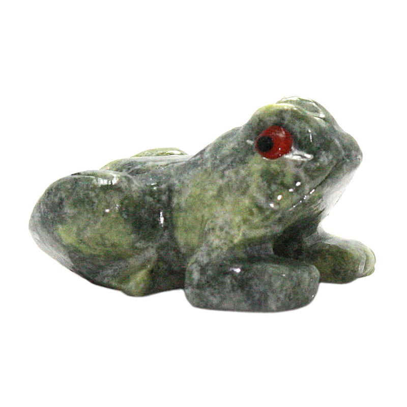 miniature serpentine stone frog right side view