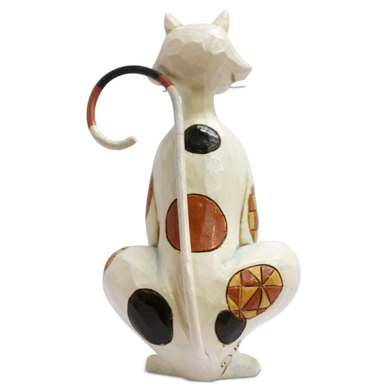 jim shore mini spotted cat figurine back view